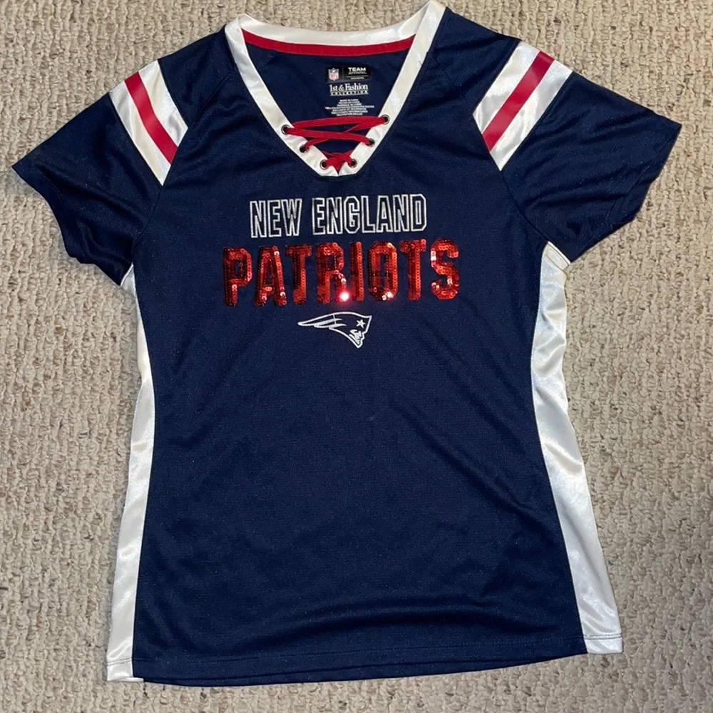 Navy blue patriots jersey NFL first and fashion size Large - Picture 1 of 3